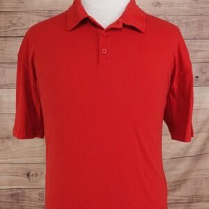 True Classic Polo Shirt Mens 2XL Red Cotton Polyester Solid Tagless Knit Casual